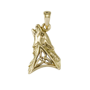 Celtic Howling Wolf Solid Gold Pendant GPD5717 - Jewelry